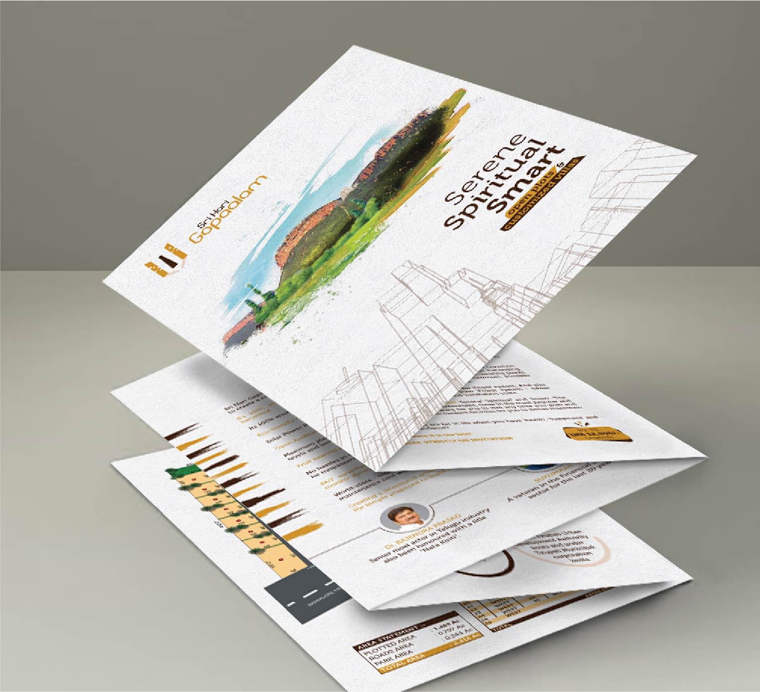 Brochure designing work done by Gruve Communications Agency for a real estate company in Hyderabad.